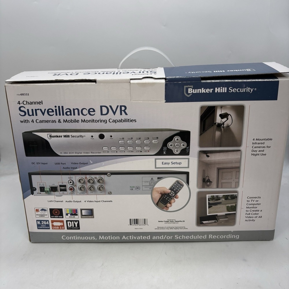 Bunker Hill Security 4-Channel 4-Camera Surveillance DVR Model 68332 Open